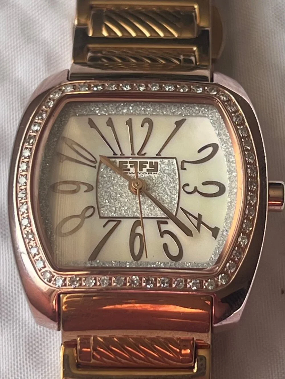 Effy NY Women's Diamonds Pave Dial and Bezel Gold Tone Swiss Movement Watch